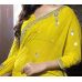 Magnificent Stone Worked Yellow Colored Wedding Wear Chiffon Saree Magnificent Stone Worked Yellow Colored Wedding Wear Chiffon Saree